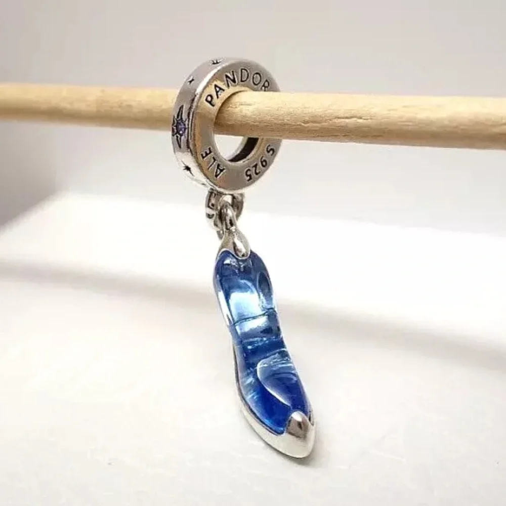 NWOT Pandora x Disney Cinderella's Glass Slipper Charm Blue Crystal - 793071C - Picture 13 of 16